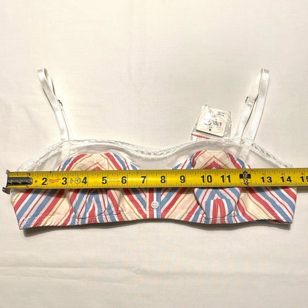 Anthropologie NWT Lace Trim Cotton Shelf Bralette Pink Stripe XS Lounge - Picture 9 of 12